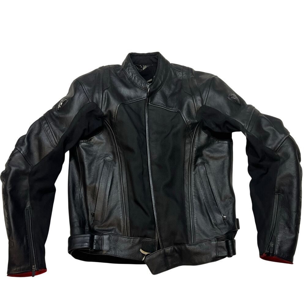 REV'IT Ignition 3 Leather Mesh Motorcycle Jacket 50 Medium Black Hydratex Armor
